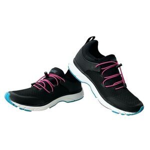 Vionic London Black and Pink Shoes Sneakers with Quick-Lace Bungee System